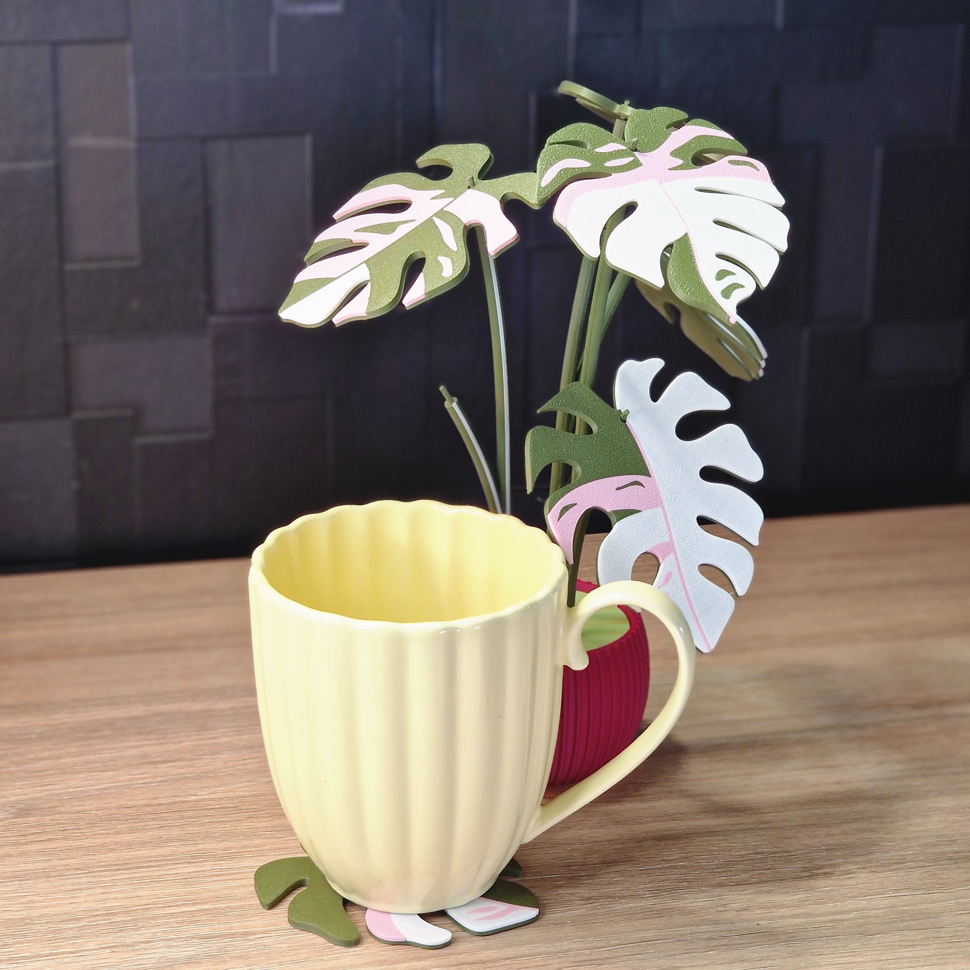 Coasters, Monstera pink