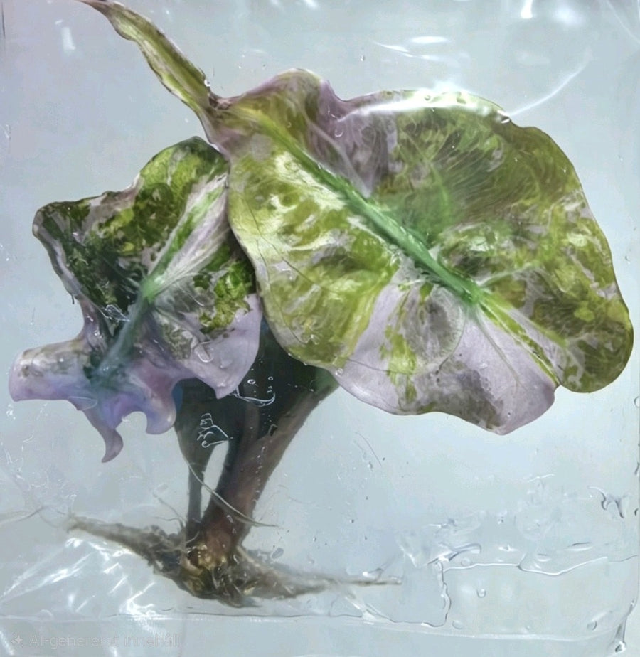 Alocasia Venom Purple TC Pre-Order in Bag | Rare Purple Variegated Alocasia